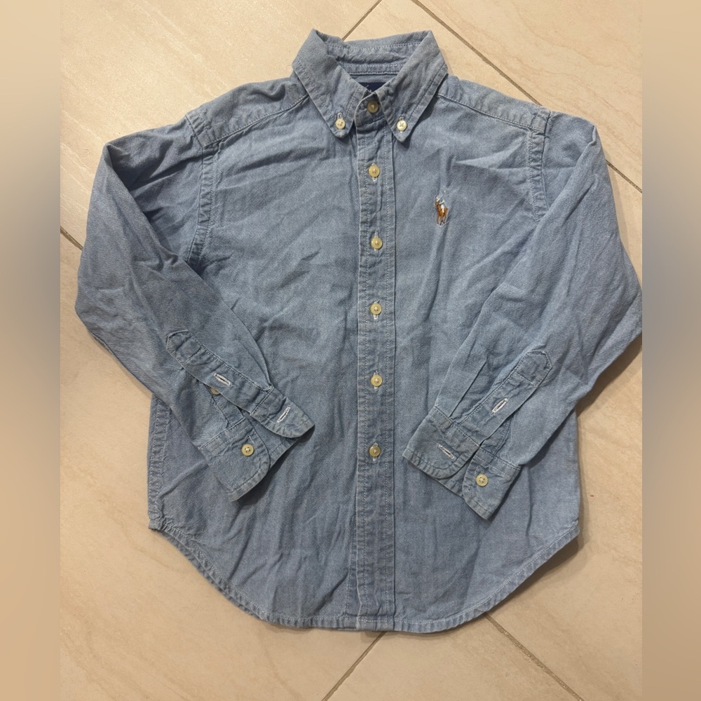 Ralph Lauren Denim Blue Button-Down boys Shirt sz 4